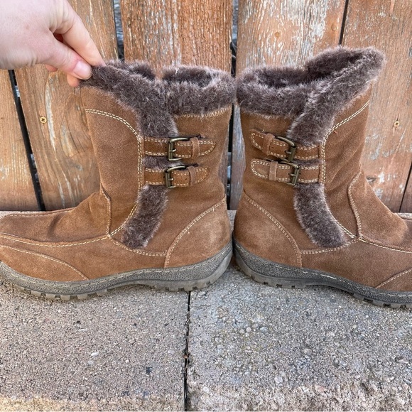 SPRING STEP Women’s Brown Leather Mid Calf Faux Fur Lined Boot Size 38 - Picture 9 of 11